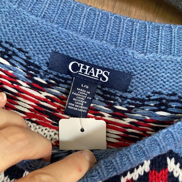 Chaps long sleeve sweater with fair isle like print L - Picture 7 of 14